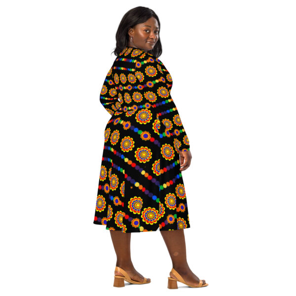 All-over print long sleeve midi dress - Image 2