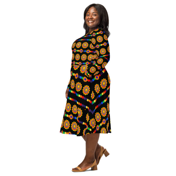 All-over print long sleeve midi dress - Image 3