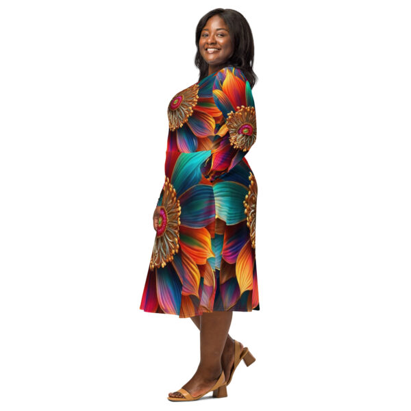 All-over print long sleeve midi dress - Image 2