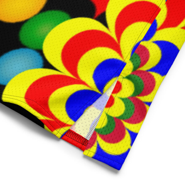 Original Art Yellow, Red, and Blue Ball and Flowers Pattern Design on American Football Jersey - Image 4