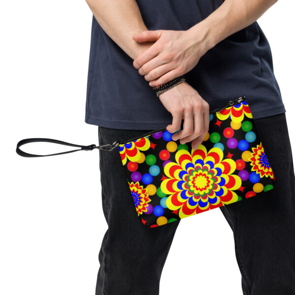 *Origina Art Yellow, Red, and Blue Ball and Flowers Pattern Design on Crossbody Bag* - Image 10