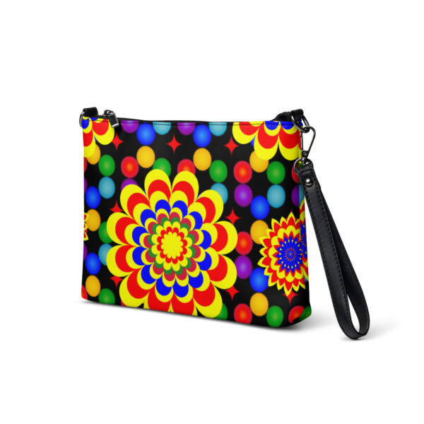 *Origina Art Yellow, Red, and Blue Ball and Flowers Pattern Design on Crossbody Bag* - Image 5