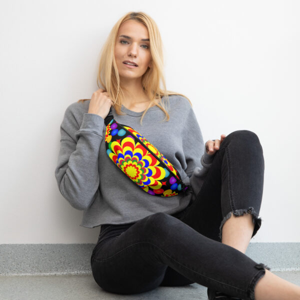 *Original Art Yellow, Red, and Blue Ball and Flowers Pattern Design on Fanny Pack*