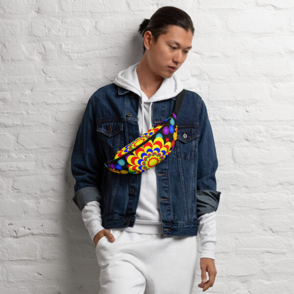 *Original Art Yellow, Red, and Blue Ball and Flowers Pattern Design on Fanny Pack* - Image 2