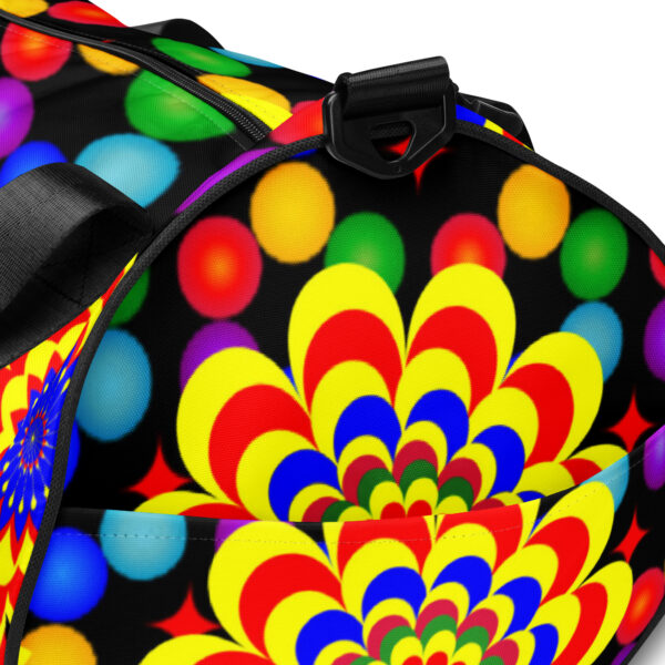 *Original Art Yellow, Red, and Blue Ball and Flowers Pattern Design on Fitness Bag 🚴💪* - Image 5