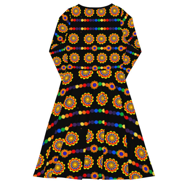 Original Art Pattern Design on Long Sleeve Midi Dress for Women - Image 8