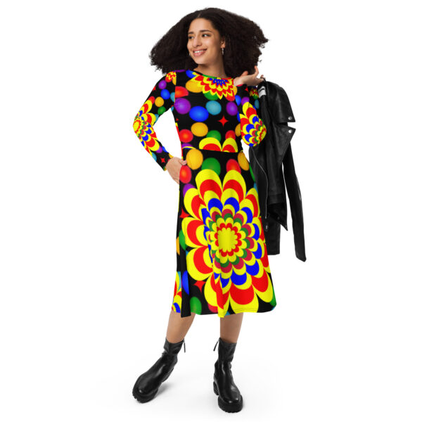 *Original Art Pattern Design on Long Sleeve Midi Dress*