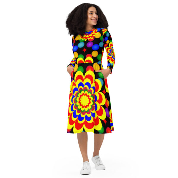 *Original Art Pattern Design on Long Sleeve Midi Dress* - Image 9