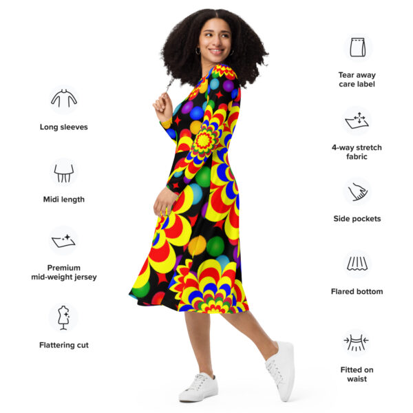 *Original Art Pattern Design on Long Sleeve Midi Dress* - Image 7