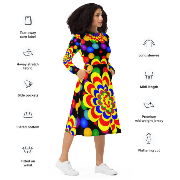 *Original Art Pattern Design on Long Sleeve Midi Dress* - Image 6
