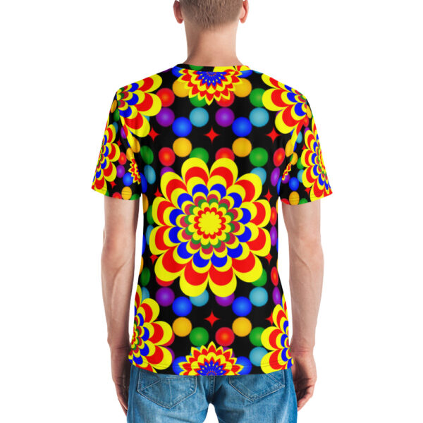 *Original Art Yellow, Red, and Blue Ball and Flowers Pattern Design on Men's T-shirts* - Image 8