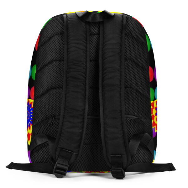 *Original Art Yellow, Red, and Blue Ball and Flowers Pattern Design on Minimalist Backpack* - Image 3