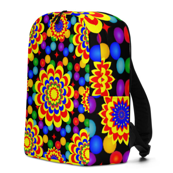 *Original Art Yellow, Red, and Blue Ball and Flowers Pattern Design on Minimalist Backpack* - Image 13
