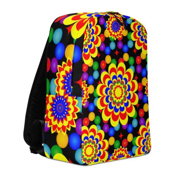 *Original Art Yellow, Red, and Blue Ball and Flowers Pattern Design on Minimalist Backpack* - Image 11