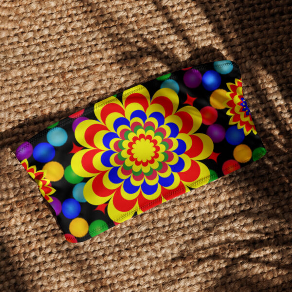 *Original Art Yellow, Red, and Blue Ball and Flowers Pattern Design on Recycled Bandeau Bikini Top* - Image 4