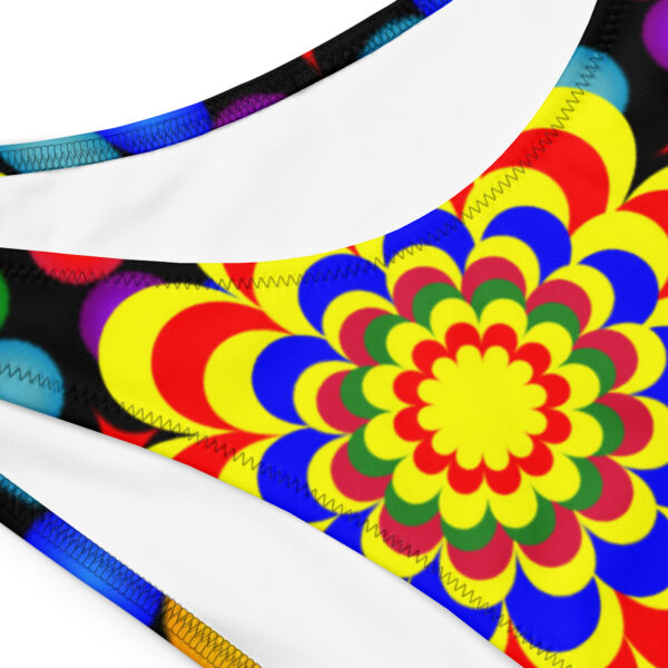 *Original Art Yellow, Red, and Blue Ball and Flowers Pattern Design on Recycled Bandeau Bikini* - Image 6