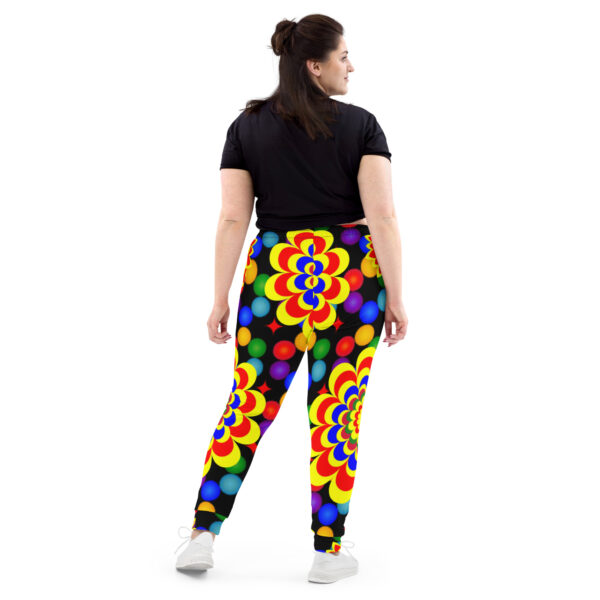 *Original Art Yellow, Red, and Blue Ball and Flowers Pattern Design on Women's Joggers* - Image 2