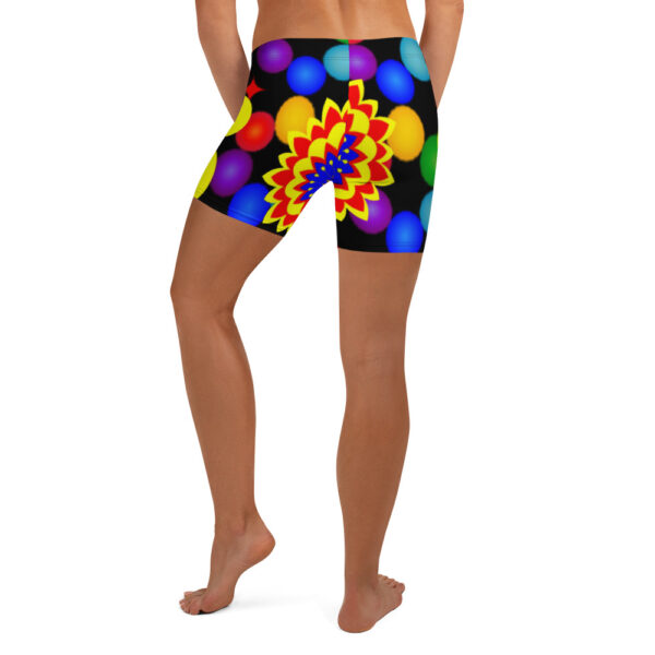 *Original Art Yellow, Red, and Blue Ball and Flowers Pattern Design on Shorts* - Image 9