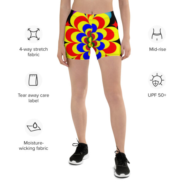 *Original Art Yellow, Red, and Blue Ball and Flowers Pattern Design on Shorts* - Image 2