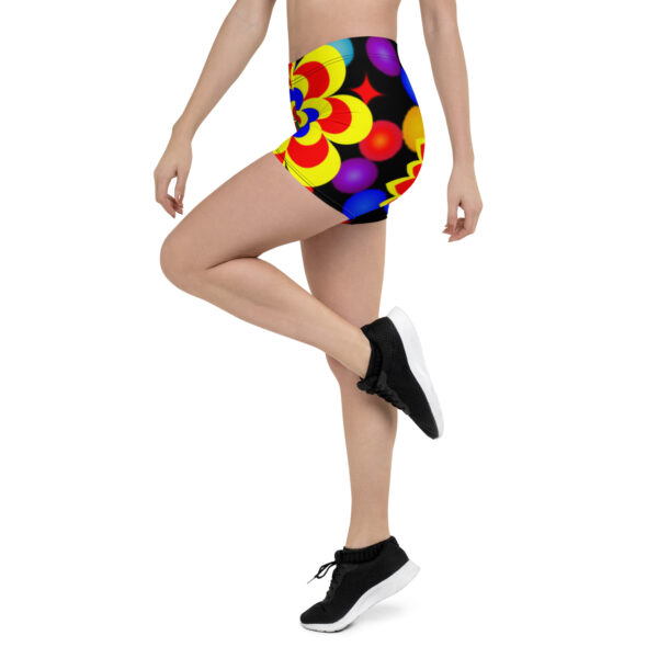 *Original Art Yellow, Red, and Blue Ball and Flowers Pattern Design on Shorts* - Image 5