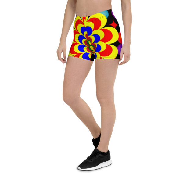 *Original Art Yellow, Red, and Blue Ball and Flowers Pattern Design on Shorts* - Image 4