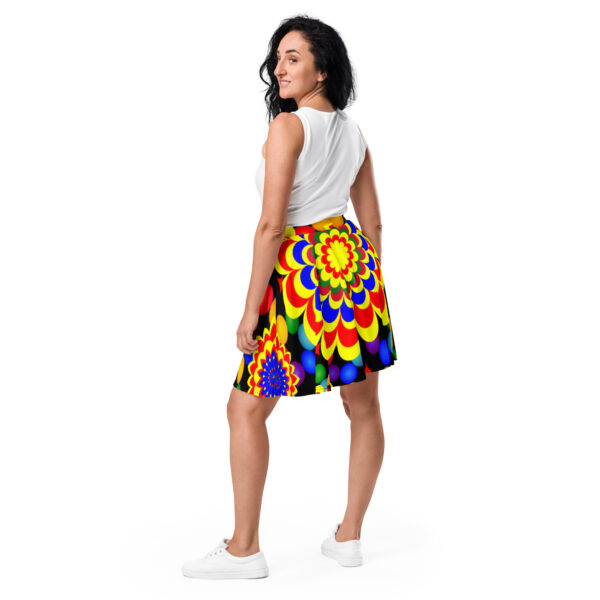 *Origina Art Yellow, Red, and Blue Ball and Flowers Pattern Design on Skater Skirt* - Image 6