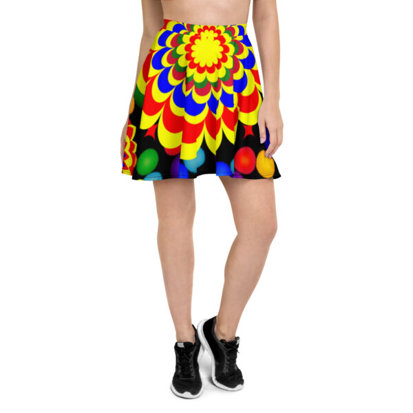 *Origina Art Yellow, Red, and Blue Ball and Flowers Pattern Design on Skater Skirt* - Image 2