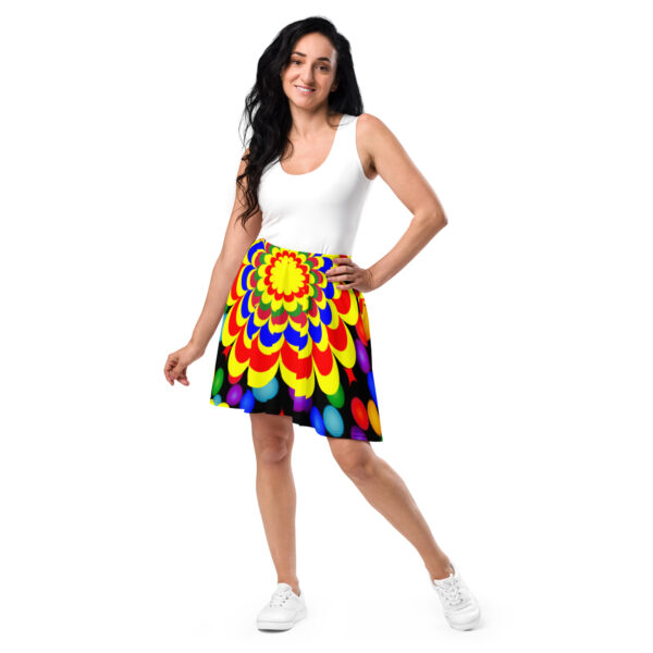 *Origina Art Yellow, Red, and Blue Ball and Flowers Pattern Design on Skater Skirt* - Image 5