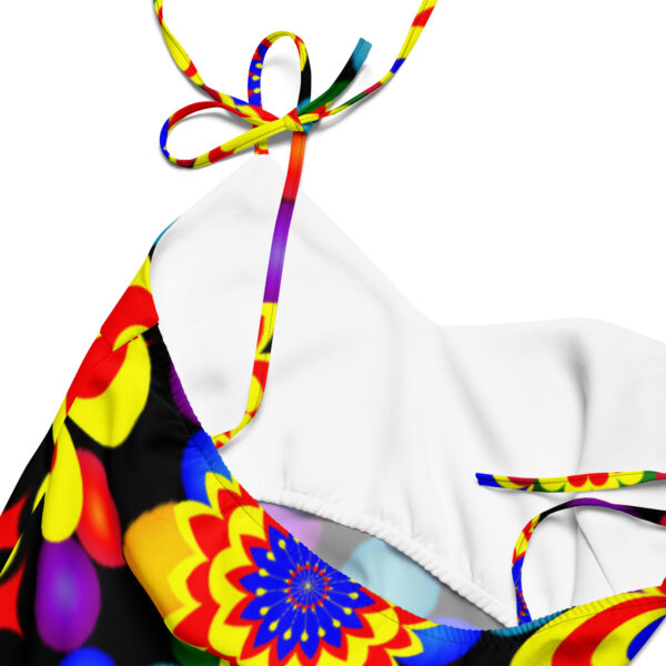 *Original Art Yellow, Red, and Blue Ball and Flowers Pattern Design on Tie-Trap Midi Dress* - Image 6
