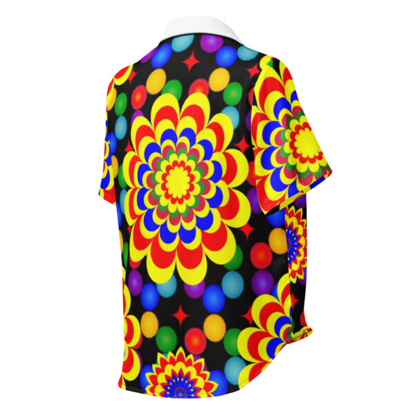 *Original Art Yellow, Red, and Blue Ball and Flowers Pattern Design on Women's Short Sleeve Pajama Top* - Image 6