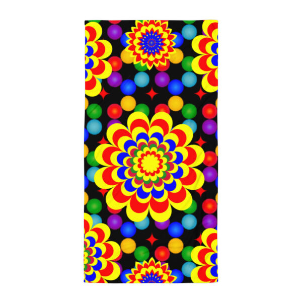 *Original Art Yellow, Red, and Blue Ball and Flowers Pattern Design on Beach Towel* - Image 5