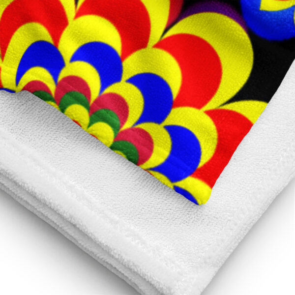*Original Art Yellow, Red, and Blue Ball and Flowers Pattern Design on Beach Towel* - Image 4
