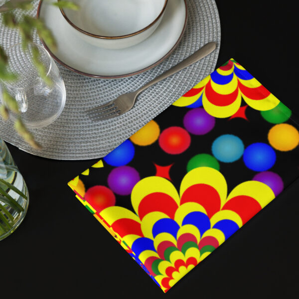 *Original Art Yellow, Red, and Blue Ball and Flowers Pattern Design on Cloth Napkin Set* - Image 12