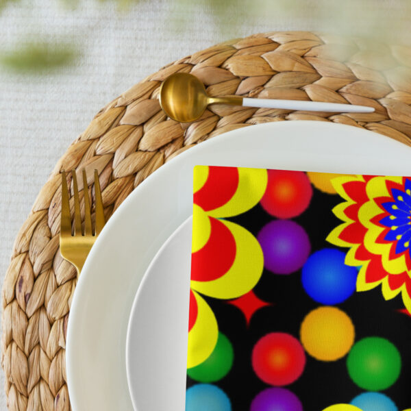 *Original Art Yellow, Red, and Blue Ball and Flowers Pattern Design on Cloth Napkin Set* - Image 13