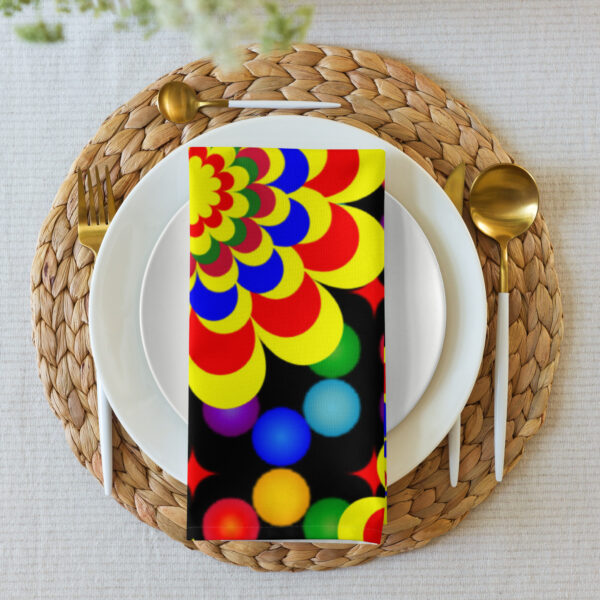 *Original Art Yellow, Red, and Blue Ball and Flowers Pattern Design on Cloth Napkin Set* - Image 14