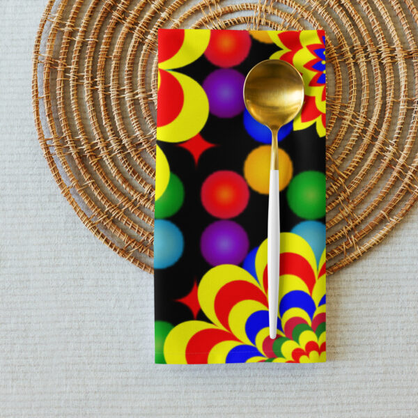 *Original Art Yellow, Red, and Blue Ball and Flowers Pattern Design on Cloth Napkin Set* - Image 15