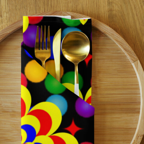 *Original Art Yellow, Red, and Blue Ball and Flowers Pattern Design on Cloth Napkin Set*