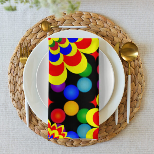 *Original Art Yellow, Red, and Blue Ball and Flowers Pattern Design on Cloth Napkin Set* - Image 4