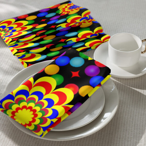 *Original Art Yellow, Red, and Blue Ball and Flowers Pattern Design on Cloth Napkin Set* - Image 5