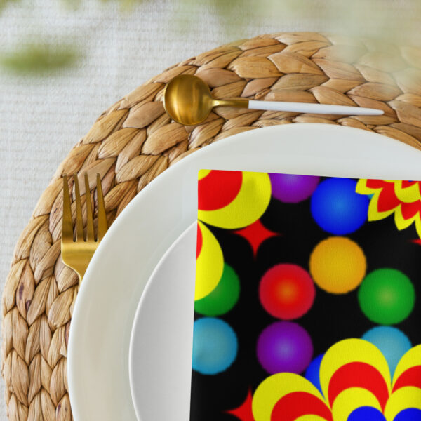 *Original Art Yellow, Red, and Blue Ball and Flowers Pattern Design on Cloth Napkin Set* - Image 6