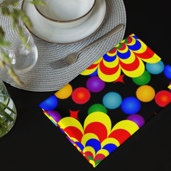 *Original Art Yellow, Red, and Blue Ball and Flowers Pattern Design on Cloth Napkin Set* - Image 7
