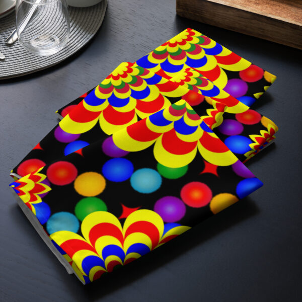 *Original Art Yellow, Red, and Blue Ball and Flowers Pattern Design on Cloth Napkin Set* - Image 8