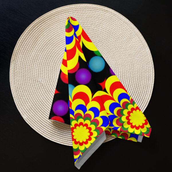 *Original Art Yellow, Red, and Blue Ball and Flowers Pattern Design on Cloth Napkin Set* - Image 9