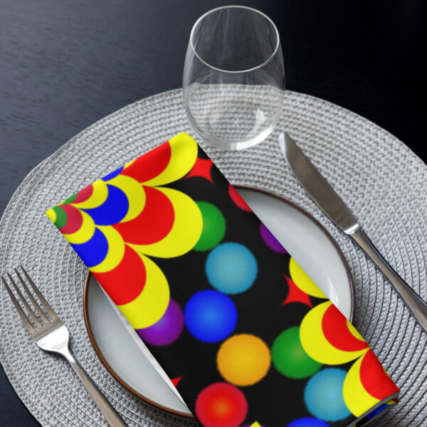 *Original Art Yellow, Red, and Blue Ball and Flowers Pattern Design on Cloth Napkin Set* - Image 10
