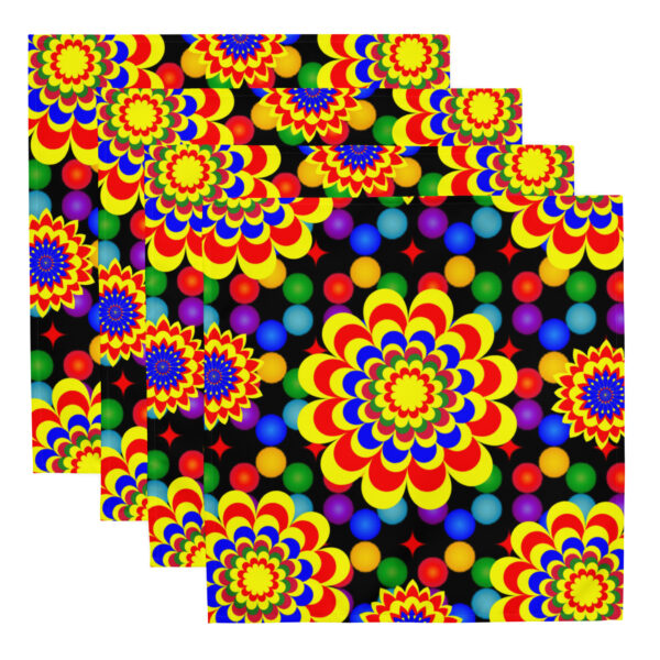 *Original Art Yellow, Red, and Blue Ball and Flowers Pattern Design on Cloth Napkin Set* - Image 16
