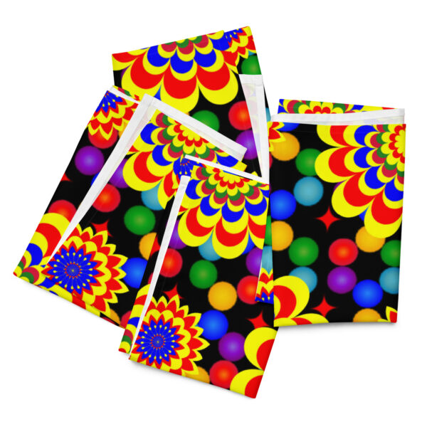 *Original Art Yellow, Red, and Blue Ball and Flowers Pattern Design on Cloth Napkin Set* - Image 20