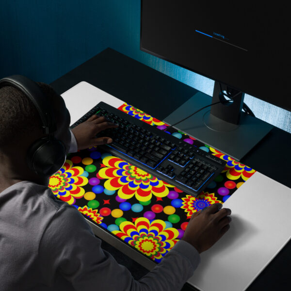 *Original Art Yellow, Red, and Blue Ball and Flowers Pattern Design on Gaming Mouse Pad* - Image 2
