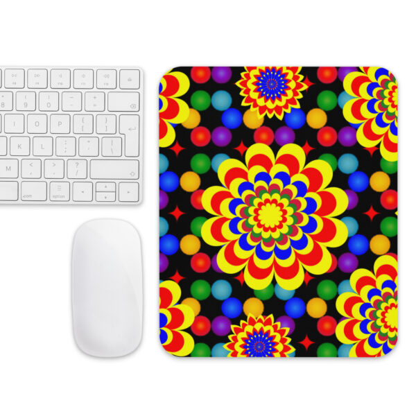*Original Art Yellow, Red, and Blue Ball and Flowers Pattern Design on Mouse Pad*