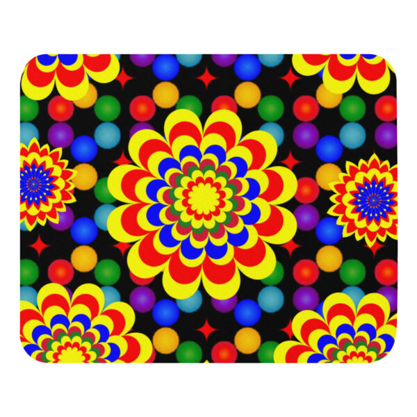 *Original Art Yellow, Red, and Blue Ball and Flowers Pattern Design on Mouse Pad* - Image 4