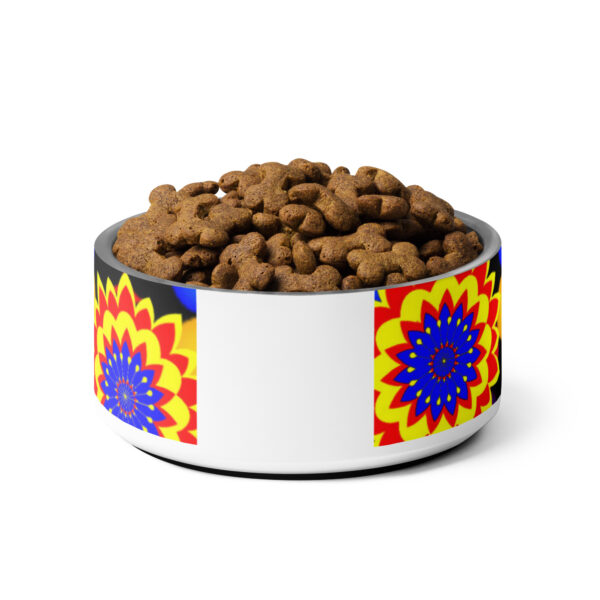 *Original Art Yellow, Red, and Blue Ball and Flowers Pattern Design on Pet Bowl* - Image 9